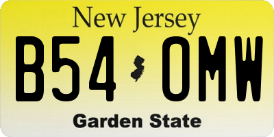 NJ license plate B54OMW