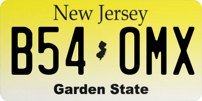 NJ license plate B54OMX