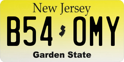 NJ license plate B54OMY