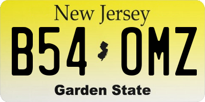 NJ license plate B54OMZ
