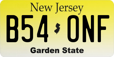 NJ license plate B54ONF