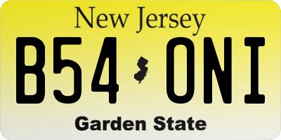 NJ license plate B54ONI