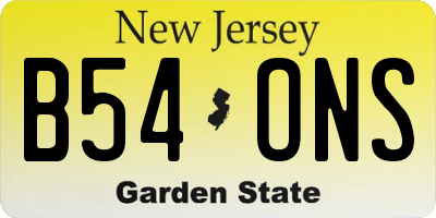 NJ license plate B54ONS