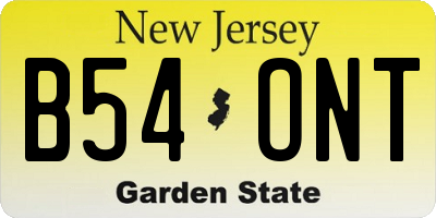 NJ license plate B54ONT