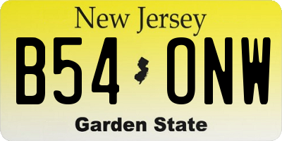 NJ license plate B54ONW