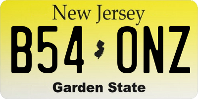 NJ license plate B54ONZ
