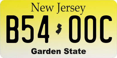 NJ license plate B54OOC