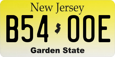 NJ license plate B54OOE