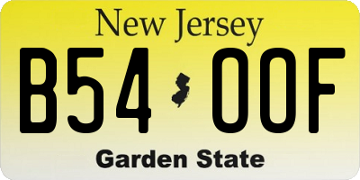 NJ license plate B54OOF