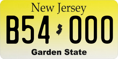 NJ license plate B54OOO