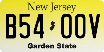 NJ license plate B54OOV