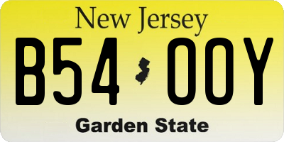 NJ license plate B54OOY