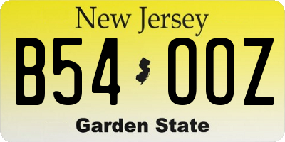 NJ license plate B54OOZ