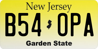 NJ license plate B54OPA