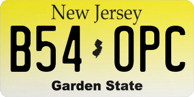 NJ license plate B54OPC