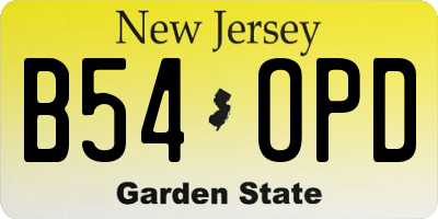 NJ license plate B54OPD