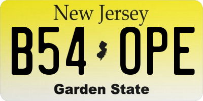 NJ license plate B54OPE