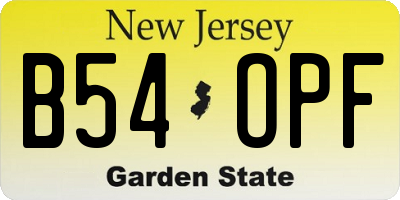 NJ license plate B54OPF
