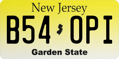 NJ license plate B54OPI