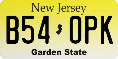 NJ license plate B54OPK