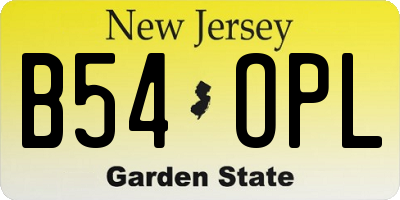 NJ license plate B54OPL