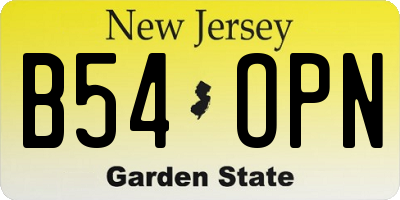 NJ license plate B54OPN