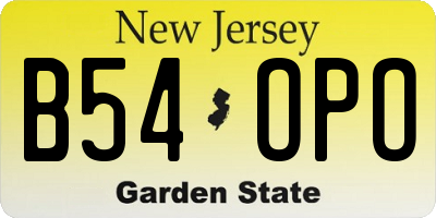 NJ license plate B54OPO