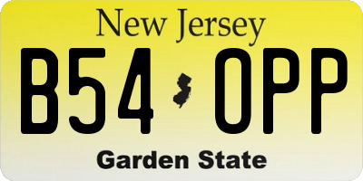 NJ license plate B54OPP