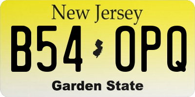 NJ license plate B54OPQ