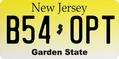 NJ license plate B54OPT