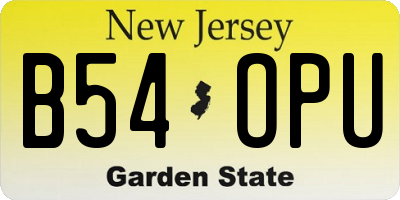 NJ license plate B54OPU