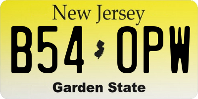 NJ license plate B54OPW