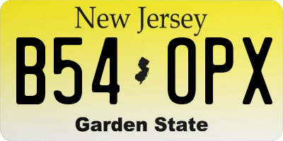 NJ license plate B54OPX