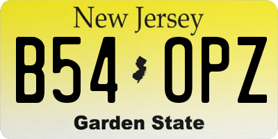 NJ license plate B54OPZ