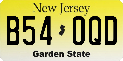 NJ license plate B54OQD