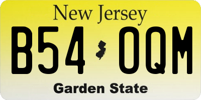 NJ license plate B54OQM