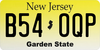 NJ license plate B54OQP