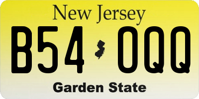NJ license plate B54OQQ