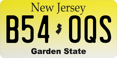 NJ license plate B54OQS