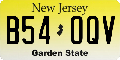 NJ license plate B54OQV