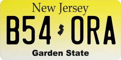 NJ license plate B54ORA
