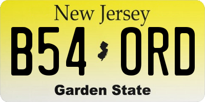 NJ license plate B54ORD