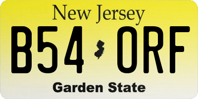 NJ license plate B54ORF