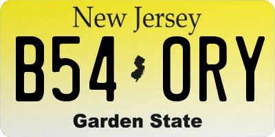 NJ license plate B54ORY