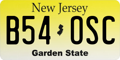 NJ license plate B54OSC