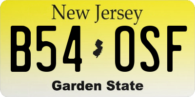 NJ license plate B54OSF