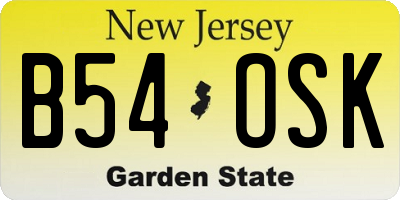 NJ license plate B54OSK