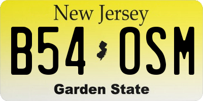 NJ license plate B54OSM