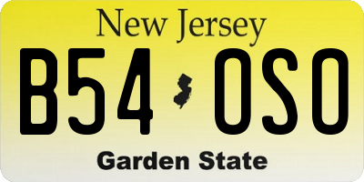 NJ license plate B54OSO