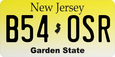 NJ license plate B54OSR